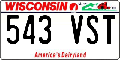 WI license plate 543VST