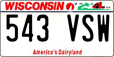 WI license plate 543VSW