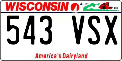 WI license plate 543VSX