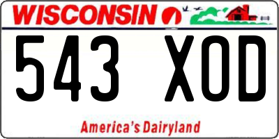 WI license plate 543XOD