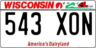 WI license plate 543XON