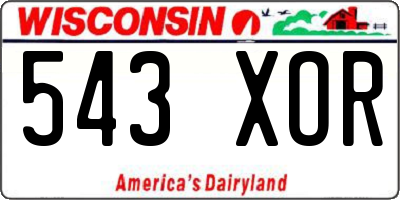 WI license plate 543XOR