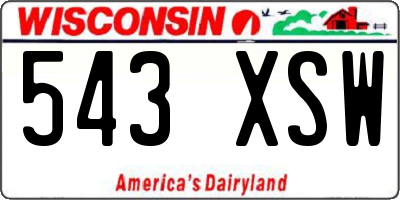 WI license plate 543XSW
