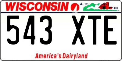 WI license plate 543XTE