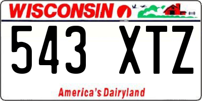 WI license plate 543XTZ