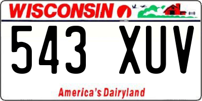 WI license plate 543XUV