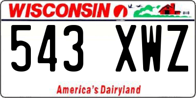 WI license plate 543XWZ