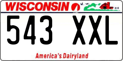 WI license plate 543XXL