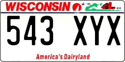 WI license plate 543XYX