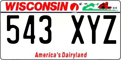 WI license plate 543XYZ