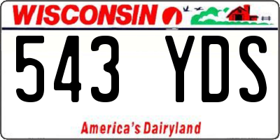 WI license plate 543YDS