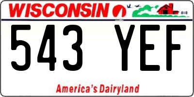 WI license plate 543YEF