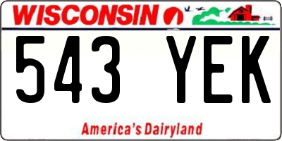 WI license plate 543YEK