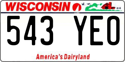 WI license plate 543YEO