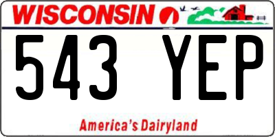 WI license plate 543YEP