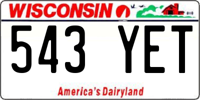 WI license plate 543YET