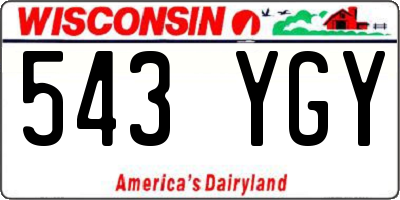 WI license plate 543YGY