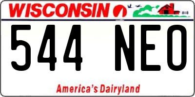 WI license plate 544NEO