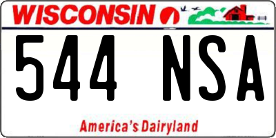 WI license plate 544NSA