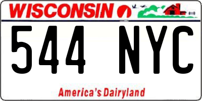 WI license plate 544NYC