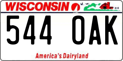 WI license plate 544OAK