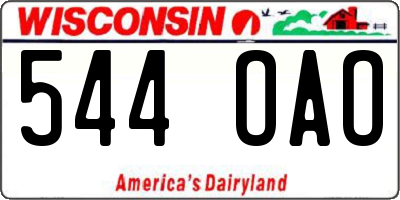 WI license plate 544OAO