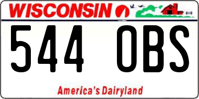 WI license plate 544OBS
