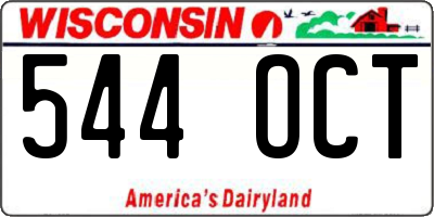 WI license plate 544OCT