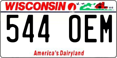 WI license plate 544OEM