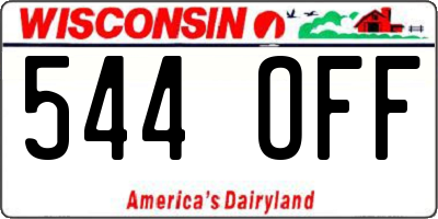 WI license plate 544OFF