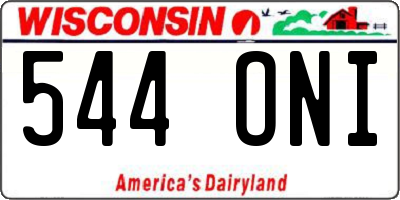 WI license plate 544ONI