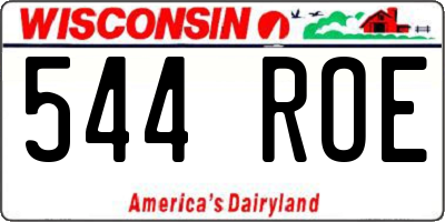 WI license plate 544ROE