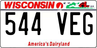 WI license plate 544VEG