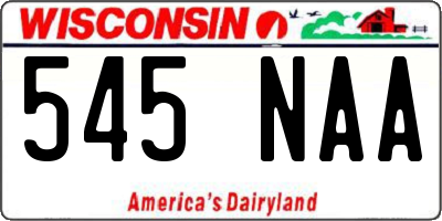 WI license plate 545NAA