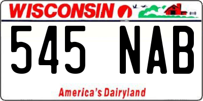 WI license plate 545NAB