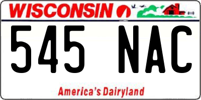 WI license plate 545NAC