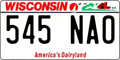 WI license plate 545NAO