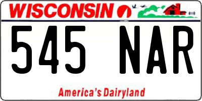 WI license plate 545NAR