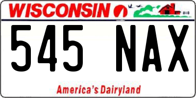 WI license plate 545NAX