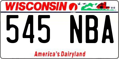 WI license plate 545NBA