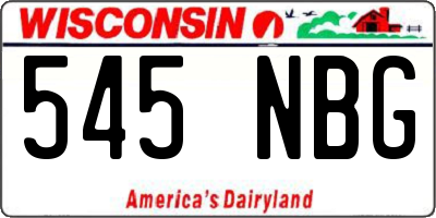 WI license plate 545NBG