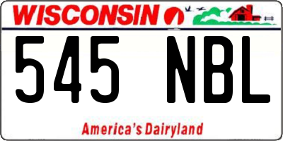 WI license plate 545NBL