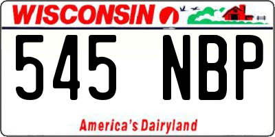 WI license plate 545NBP