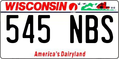 WI license plate 545NBS