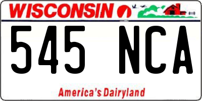WI license plate 545NCA