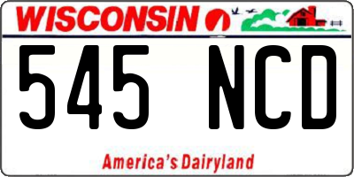 WI license plate 545NCD
