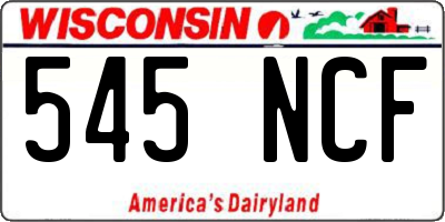 WI license plate 545NCF