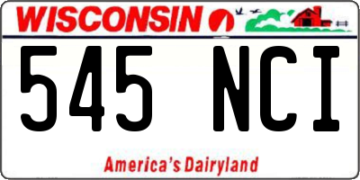 WI license plate 545NCI
