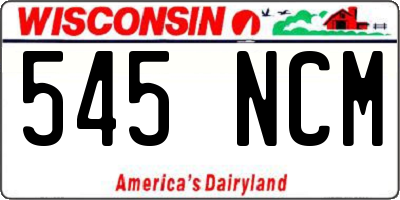 WI license plate 545NCM