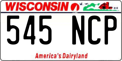 WI license plate 545NCP